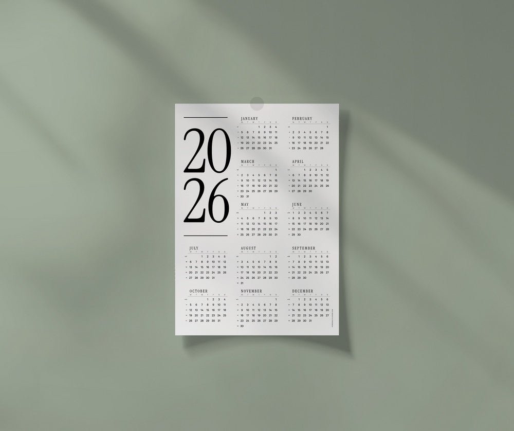 Årsöversikt för 2026 Gratis kalender att ladda ner! - Personal Planner