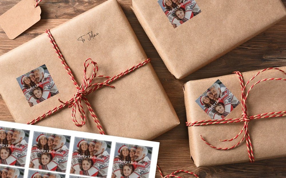 Gör juletiketter av Personliga klistermärken med egna foton - Personal Planner