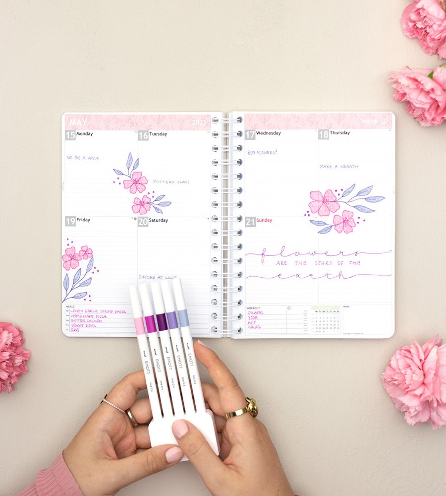 penna fineliner uni emott set no 7 floral 5-pack (emott) floral