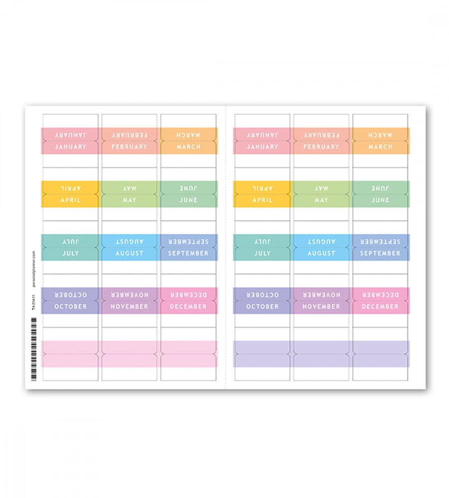 klistermarke månadsflikar fab tabs - pastell (tabs) flerfärgad