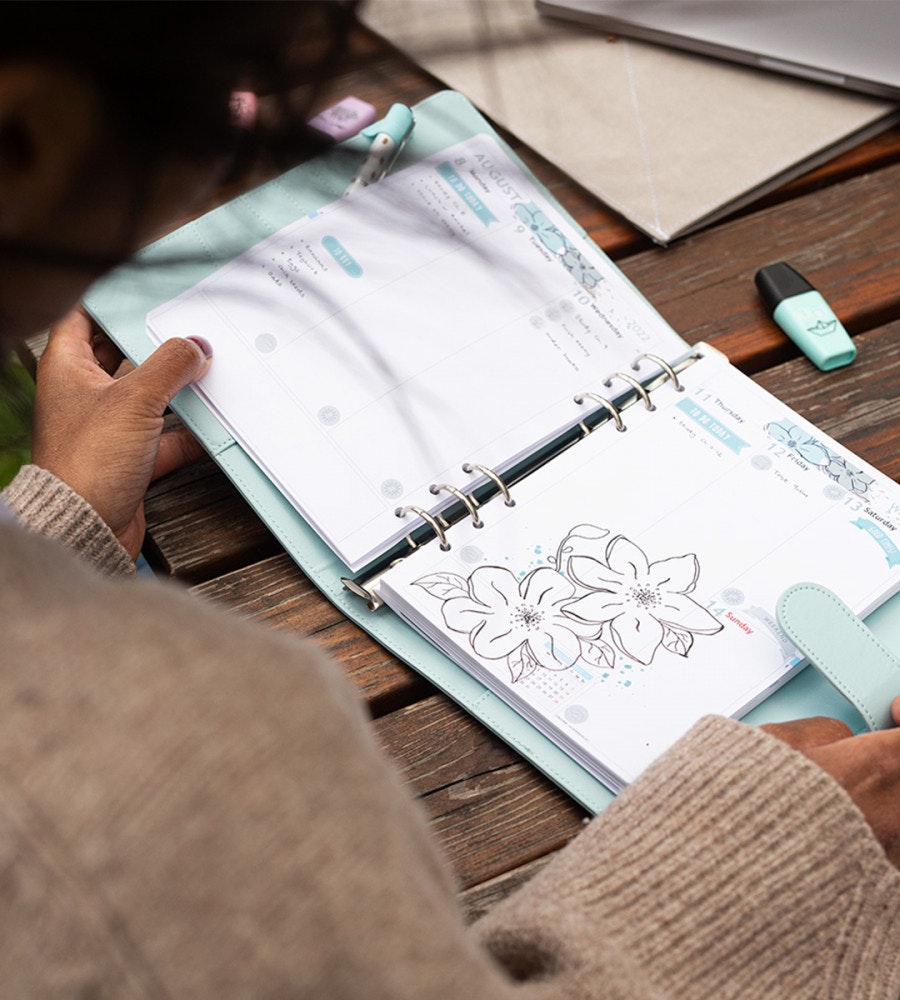 fodral ringpärm till systemkalender - storlek a5 - mint (a5) mintgrön