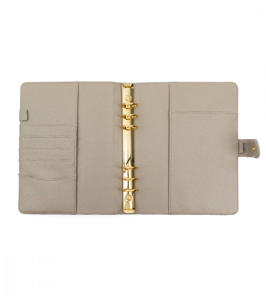 fodral ringpärm till systemkalender - storlek a5 - grå/beige (a5) grå/beige