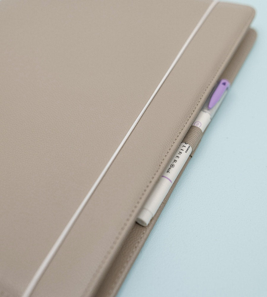 fodral almanacksfodral konstläder - storlek a4 - grå/beige (konstlader) grå/beige