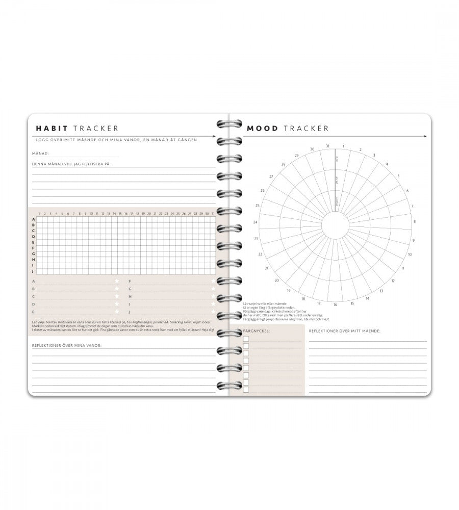 a5 personlig selfcarebok - storlek a5 - spiralbunden (anteckningsbok)