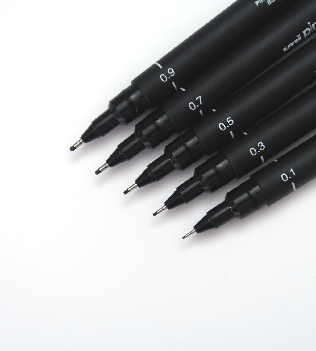Fineliner - Uni Pin 5-pakk - svart 