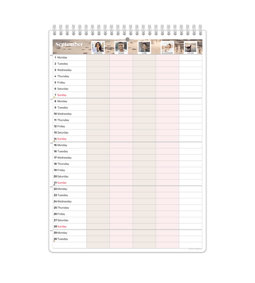 Familiekalender - Månedsoversikt A4 - Personal Planner