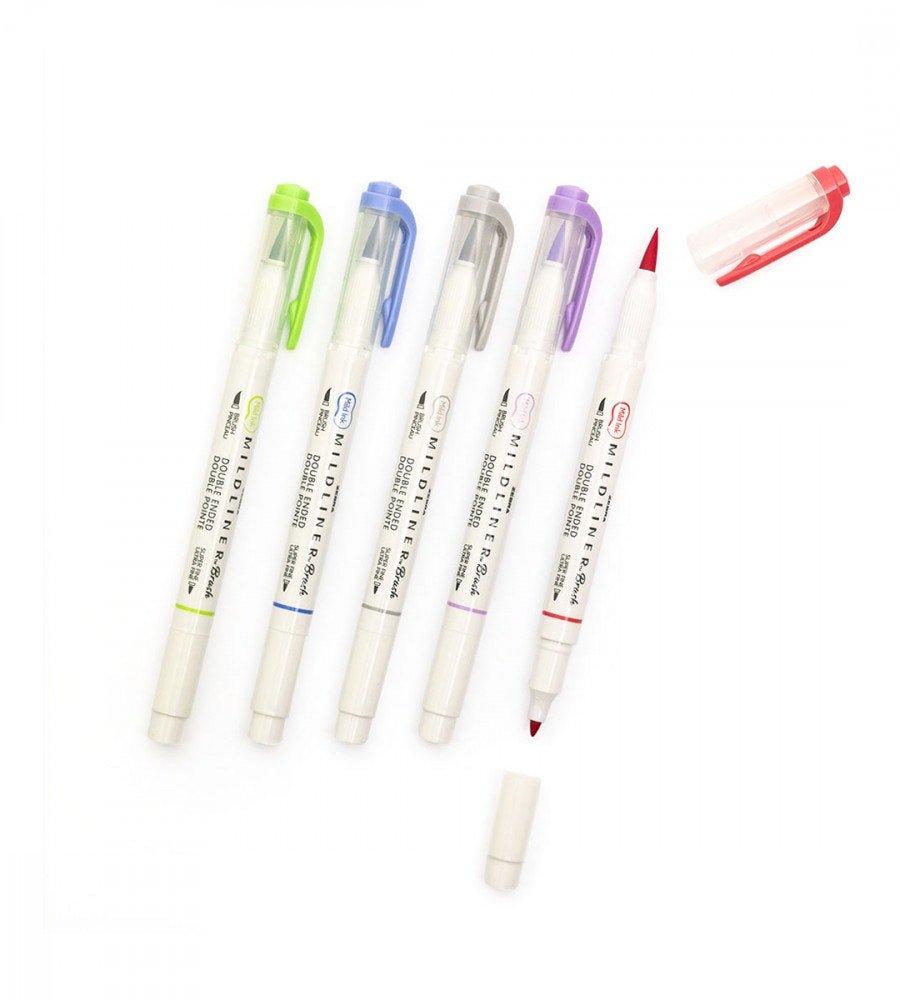 Överstrykningspenna - Zebra Mildliner Brush - 5-pack - Personal Planner