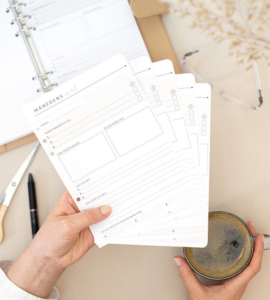 Refill-sider Månedens mål 12-pakk til Systemkalender - størrelse A5 - Personal Planner