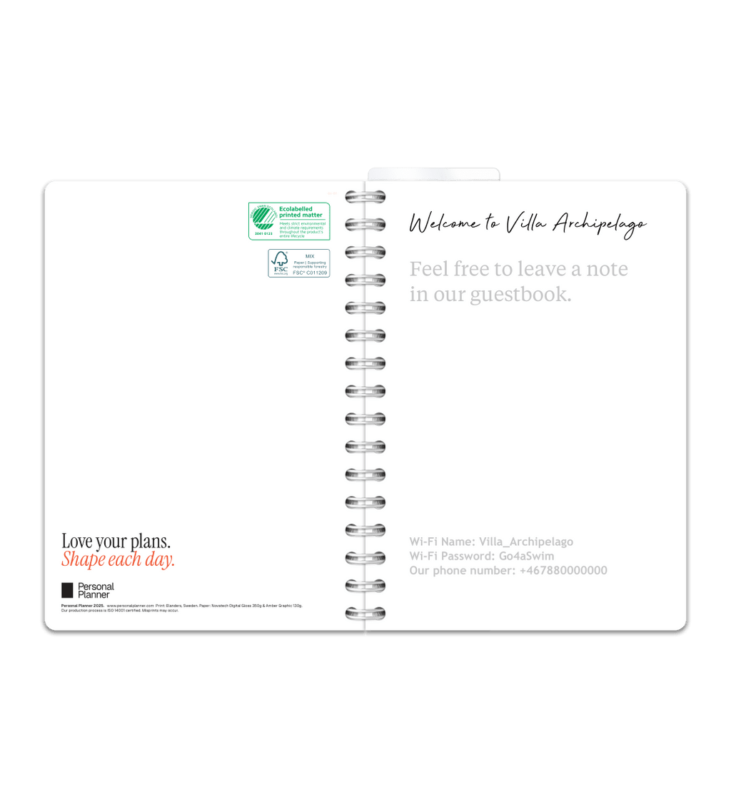 Spiralbindning A5 - Gästbok - Personal Planner