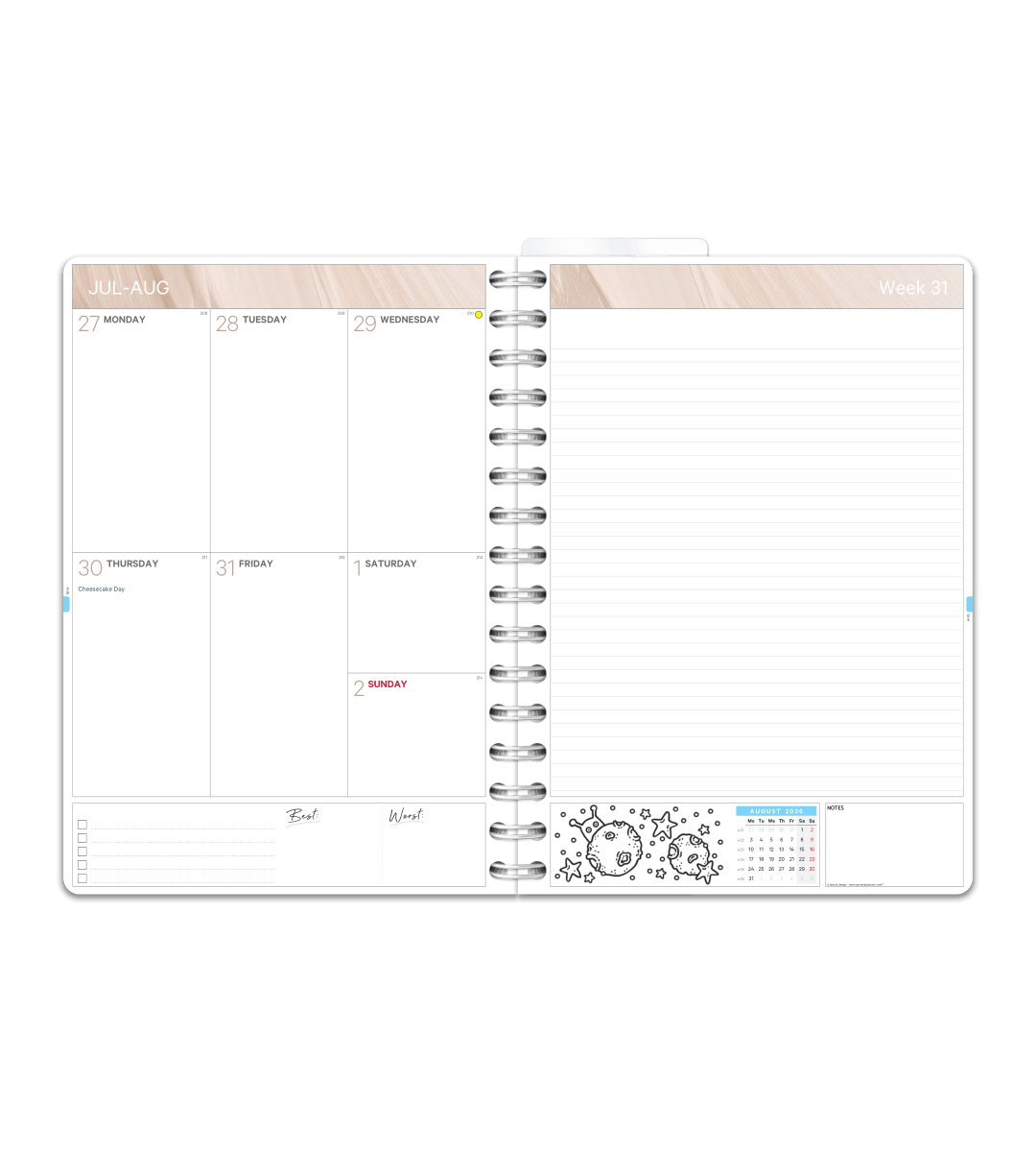 Spiralbindning A5 - Studentkalender - Personal Planner