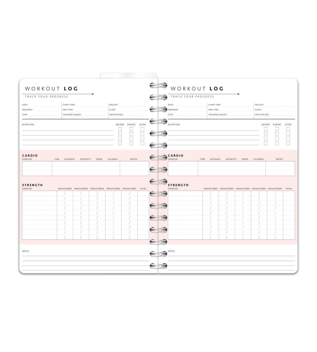 Spiralbindning A5 - Träningsdagbok - Personal Planner