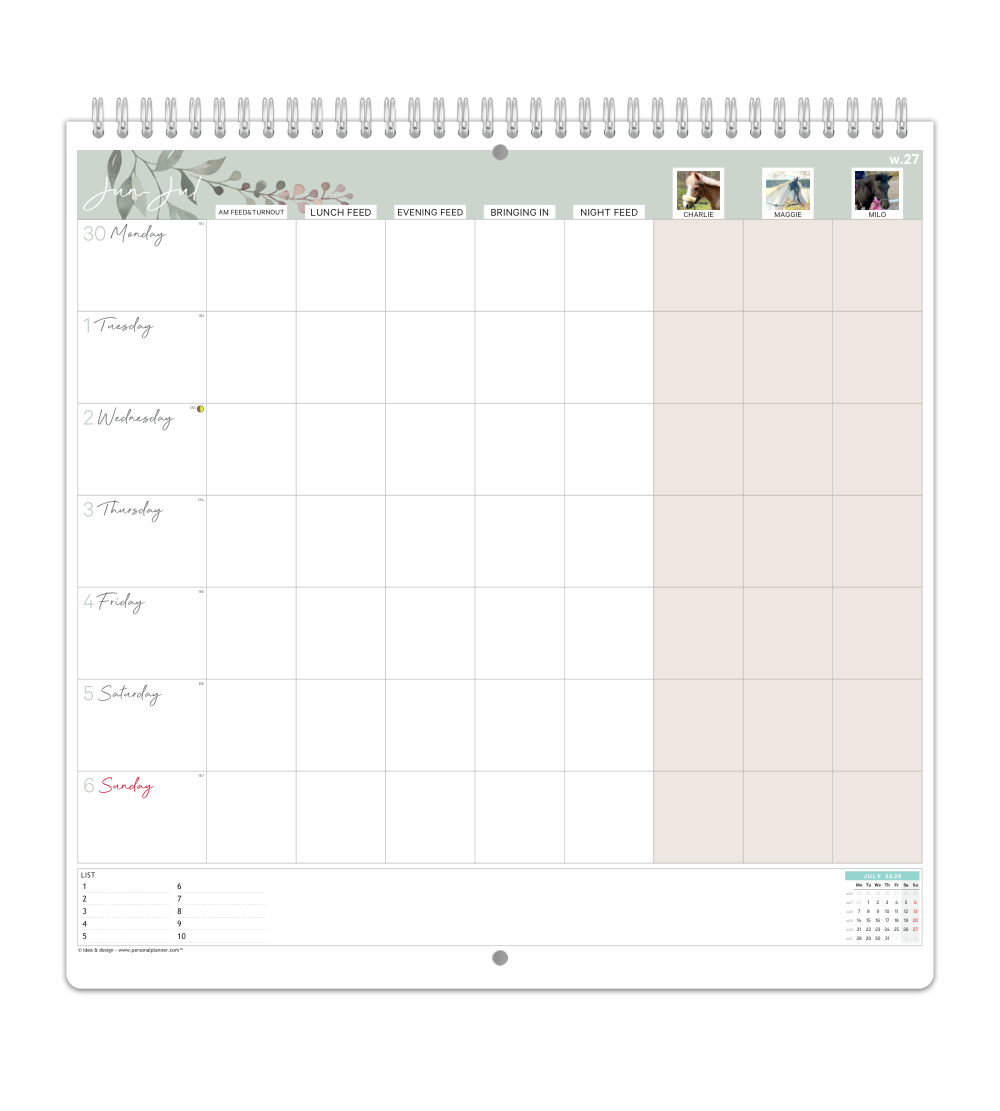 Ukeoversikt - Stallkalender